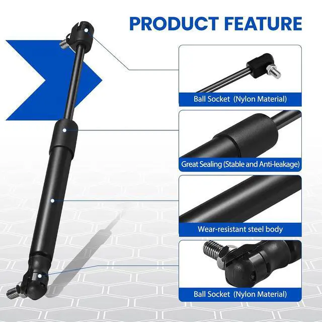 Alt view image 4 of 7 - Hood Struts 4048 Lift Support for Jeep Grand Cherokee 1999-2004 | Fits Grand Cherokee 1999-2004 | OE# SG314036/PM1074/55136764AA | Extended 11.33" Compressed 7.37" 500N | Ball studs included