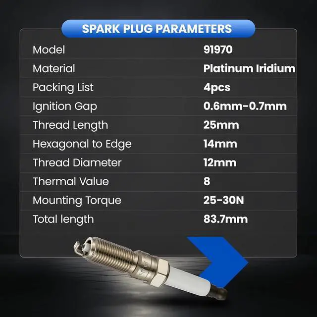 Alt view image 7 of 7 - 91970 Iridium Platinum Spark Plugs 4 Pack - Compatible with Chevy Equinox 2018-2020, Malibu 2016-2020, Cruze 2016-2019 Compatible with GMC Terrain 2018-2020 & Encore 2016-2019, 1.4L 1.5L 1.6L