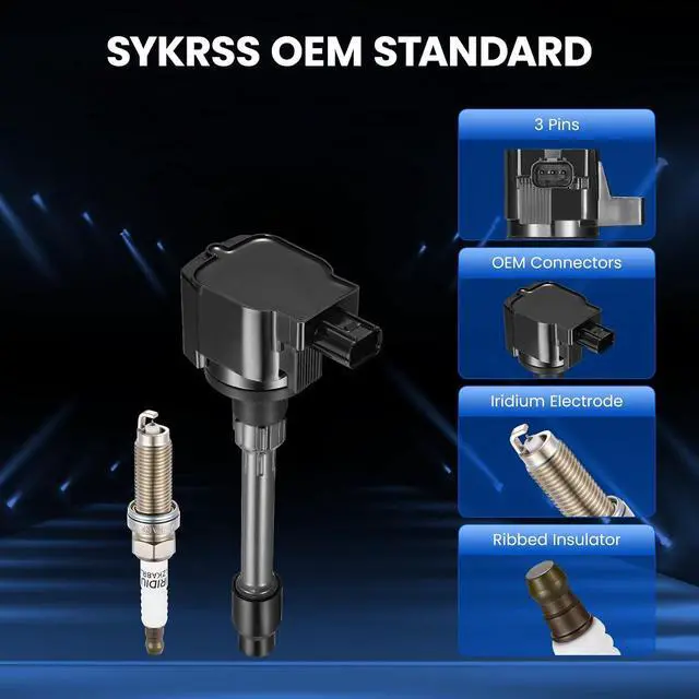 Alt view image 2 of 7 - 4 Ignition Coils & 4 Iridium Spark Plugs UF781 95660 for Honda | Fits 1.5L: Civic(17-22),CR-V(17-22). OE: 3052059B013,UF-781,CM11122,95660. Hotter Spark, Quicker Acceleration.Better MPG.