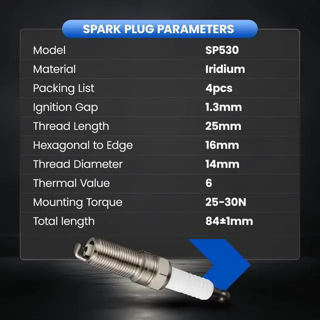 Alt view image 7 of 7 - SP530 Iridium Spark Plugs 4 Pack - Compatible with Ford Escape Fusion C-Max Transit Connect Compatible with Mazda 3 6 MKZ Mariner Milan, 2.0L 2.3L 2.5L L4 Engine - Replaces AYFS32YR Spark Plug