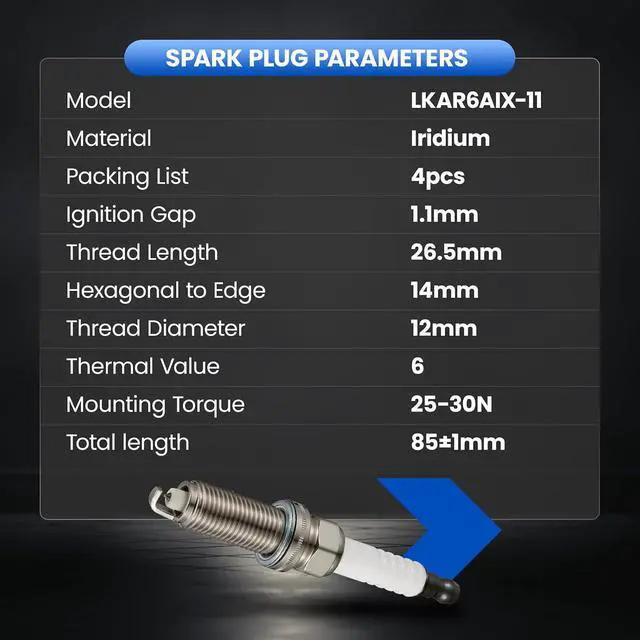 Alt view image 7 of 7 - LKAR6AIX-11 Iridium Spark Plugs 4 Pack - Compatible with Nissan 2007-2013 Altima 2008-2013 Rogue 2007-2012 Sentra 2013-2021 NV200, 1.6L 1.8L 2.0L 2.5L Engine - Replaces XP5684 Spark Plug