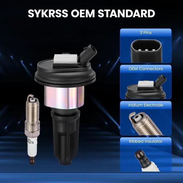 Alt view image 3 of 7 - 4 Ignition Coils & 4 Spark Plugs UF303 5019 for Chevy for for GMC | Fits 2.8/2.9L 2004-2008: Colorado(04-06),Canyon(04-06),i-280(06),i-290(07-08). OE:12568062,19300921.Better MPG, Long-lasting
