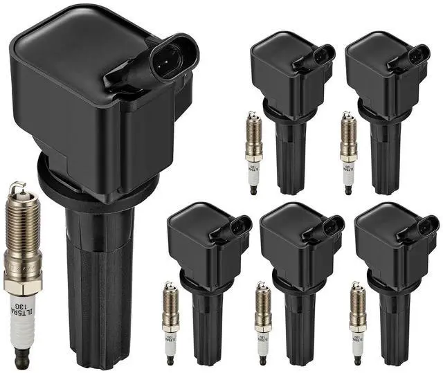 Main image of 6 Ignition Coils & 6 Iridium Spark Plugs UF497 5019 for Chevy Buick | Fits 4.2L: Rainier(06-07),Trailblazer(06-09),Envoy(06-09),Ascender(06-07),9-7x(06-09). OE:12596547.Better MPG,Long-lasting