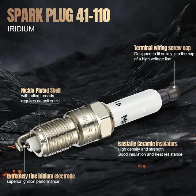 Alt view image 2 of 7 - Set of 8 Iridium Spark Plugs 41-110 Compatible with Allure Chevy Silverado Suburban Avalanche Express Tahoe Yukon Sierra Escalade CTS H2 4.8L 5.3L 5.7L 6.0L 6.2L 6.6L 7.0L 8.1L V8