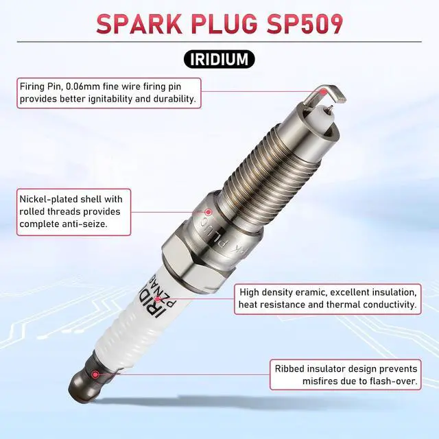 Alt view image 2 of 7 - SP509 Iridium Spark Plugs 8 Pack Compatible with Expedition Explorer Sport Trac F-150 F-250 F-350 Super Duty Mustang Navigator Mountaineer 4.6L 5.4L V8 Replaces HJFS24FP 5507