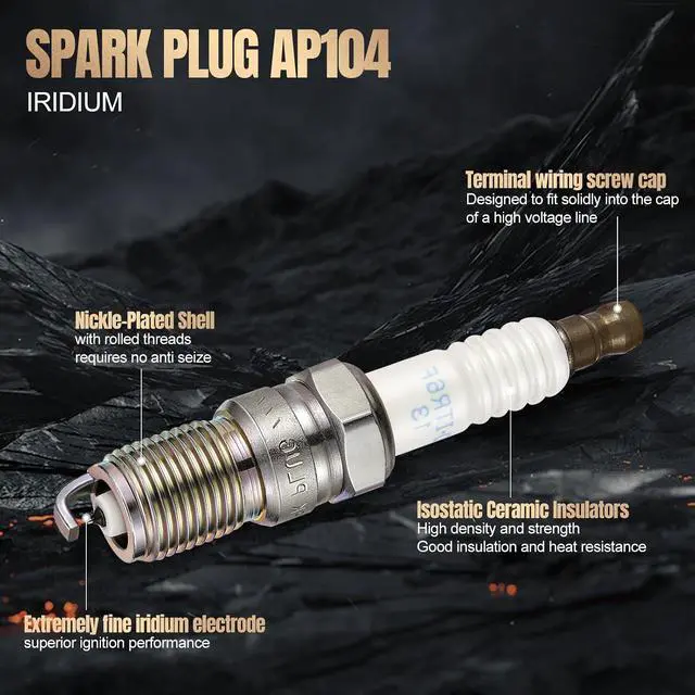 Alt view image 2 of 7 - AP104 Iridium Spark Plugs 4 Pack Compatible With Ford Escape Focus Transit Connect Compatible With Mazda 3 Tribute Mariner 2.0L 2.3L ELECTRIC L4 Engine Replacement for AP104 7963 Spark Plug