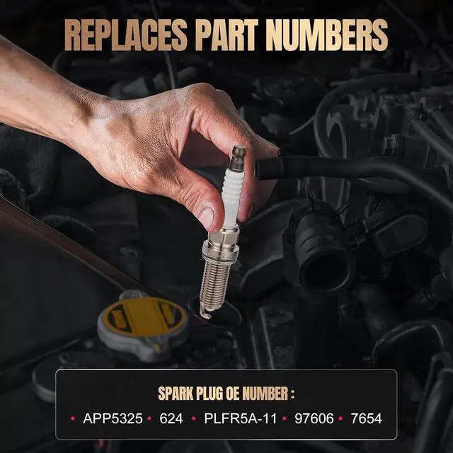 Alt view image 3 of 7 - Set of 4 Iridium Spark Plugs APP5325 Compatible with Audi A4 RAV4 Camry Venza Highlander Sienna Avalon Altima Golf 1.3L 1.5L 1.8L 2.0L 2.4L 2.5L 2.7L 3.6L L4 H4 L5 H6 Replaces 6240 Spark Plug