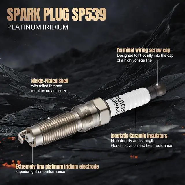 Alt view image 2 of 7 - SP539 Platinum Iridium Spark Plugs 4 Pack Compatible with Ford Fusion 1.5L L4 2014-2020 F-o-r-d Escape 2017-2019 1.5L L4 Engine Replacement for ILZNAR8A7G Spark Plug