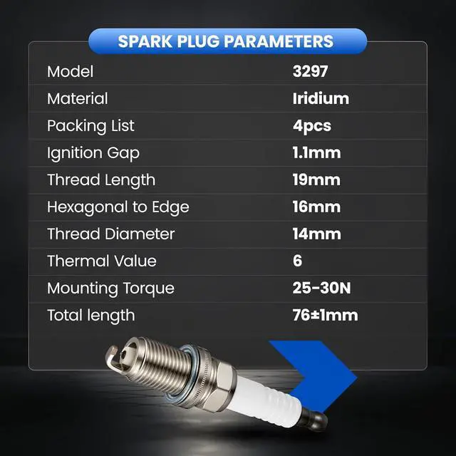 Alt view image 7 of 7 - 3297 Iridium Spark Plugs 4 Pack - Compatible with Lexus HS250h ES330 GS300 LS430 Compatible with Toyota Camry 4Runner RAV4 Tundra Sienna Matrix, 1.6L 2.0L 3.0L 4.0L L4 - Replaces IFR6A-11