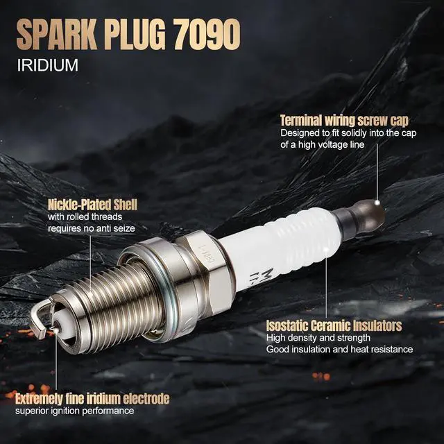 Alt view image 2 of 7 - 7090 Iridium Spark Plugs 8 Pack Compatible with Jaguar S-Type XJ8 XK8 XKR Compatible with Mercedes-Benz CL500 S500 S420 CLK430 E430 ML430 C43 ML55 AMG 3.9L 4.0L 4.2L 4.3L 5.0L 5.5L V8 BKR5EGP