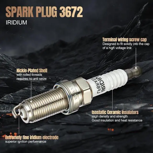 Alt view image 2 of 7 - Set of 4 Iridium Spark Plugs 3672 Compatible with Subaru Outback 2001 2002 2003 2004 2001-2004 2.5L H4 Naturally Aspirated 2.5L H4 Engine Replacement for LFR6A-11 3672 Spark Plug