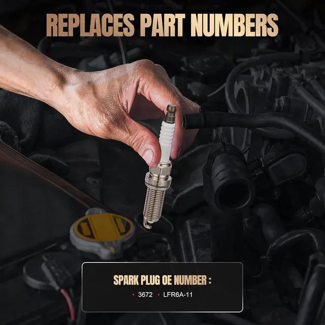 Alt view image 3 of 7 - Set of 4 Iridium Spark Plugs 3672 Compatible with Subaru Outback 2001 2002 2003 2004 2001-2004 2.5L H4 Naturally Aspirated 2.5L H4 Engine Replacement for LFR6A-11 3672 Spark Plug