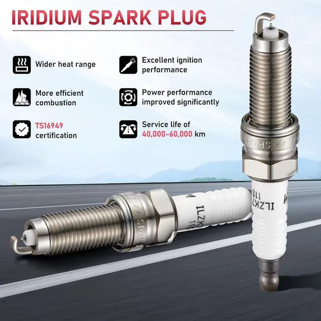 Alt view image 6 of 7 - 3461 Iridium Spark Plugs 4 Pack Compatible with Hyundai Elantra Tucson,Compatible with Acura ILX TSX,Civic CR-V Accord,Forte Soul,Cooper Countryman 1.6L 1.8L 2.0L 2.4L L4 Engine Spark Plug