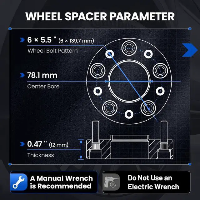 Alt view image 3 of 7 - 6x5.5 12mm Wheel Spacers Compatible with Chevy Silverado 1500 2019-2021, Compatible with GMC Sierra 1500 Limited, 6x139.7mm Wheel Spacer Hubcentric 78.1mm Bore Set of 4