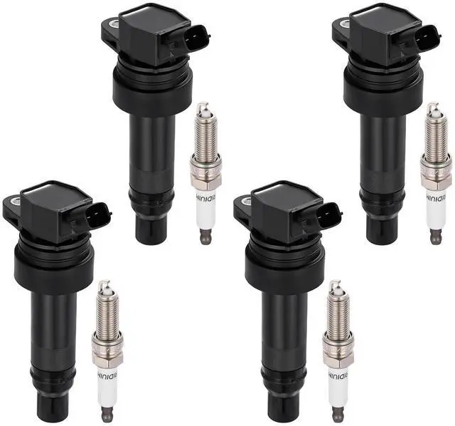 Main image of Ignition Coil UF707 & Spark Plug 93655 Kit For Hyundai Veloster 2014-2015 & Kia Forte Koup/Forte5 2014-2015 1.6L L4 Replaces GN10683, 273012B110, etc. (4 Coils & 4 Plugs)