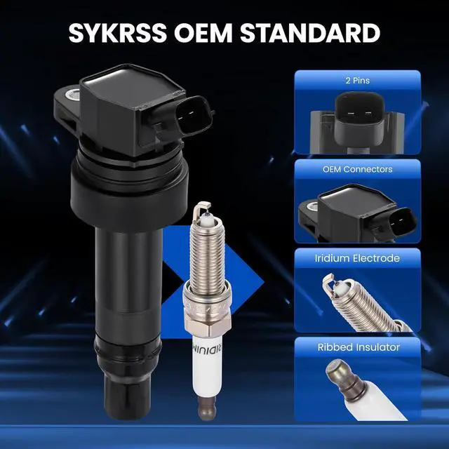 Alt view image 3 of 7 - Ignition Coil UF707 & Spark Plug 93655 Kit For Hyundai Veloster 2014-2015 & Kia Forte Koup/Forte5 2014-2015 1.6L L4 Replaces GN10683, 273012B110, etc. (4 Coils & 4 Plugs)