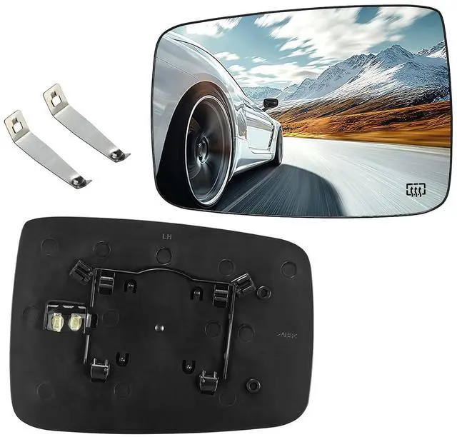 Main image of Driver Left Side Heated Mirror Glass 68050299AA 68079363AA Compatible With Dodge Ram 1500 2500 2009-2018 Driver Left Side LH Rearview Mirror Flat Glass with Rear Holder & Backing Plate