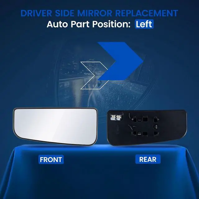Alt view image 2 of 7 - Driver Left Side Lower Heated Towing Mirror Glass Compatible With Ford F150 F250 F350 F450 F550 Super Duty Truck Mirror 2015-2022, Left Side Convex Glass with Rear Holder FL3Z17K707V FL317K707U