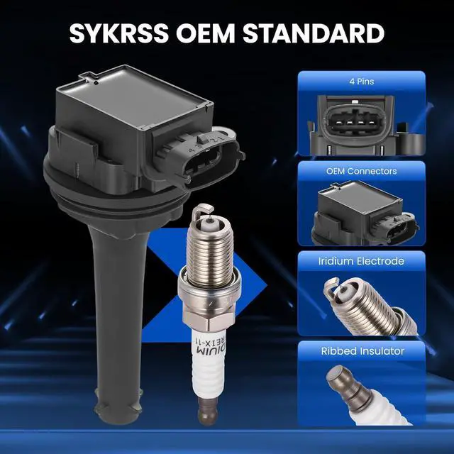 Alt view image 3 of 7 - Ignition Coil UF341 & Spark Plug 7092 Kit For Volvo C70/S60/S70/S80/V70/XC70/XC90 2.3L-2.5L L5 Replaces 307134160, 9125601 (5 Coils & 5 Plugs)