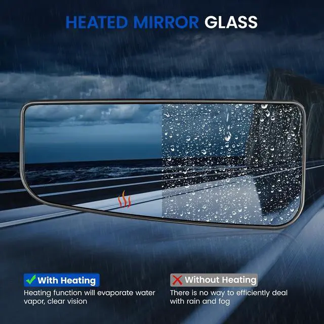 Alt view image 4 of 7 - Driver Left Side Lower Heated Towing Mirror Glass Compatible With Ford F150 F250 F350 F450 F550 Super Duty Truck Mirror 2015-2022, Left Side Convex Glass with Rear Holder FL3Z17K707V FL317K707U