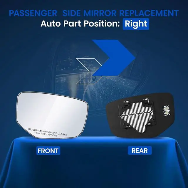 Alt view image 2 of 7 - Passenger Right Side Heated Convex Mirror Glass Compatible With Honda Accord 2008 2009 2010 2011 2012 Passenger Right Exterior Side Rear View Mirror with Backing Plate Replaces 76203TA0A11
