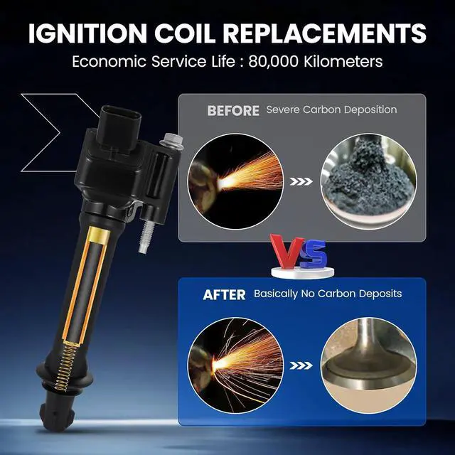 Alt view image 5 of 7 - Ignition Coil Pack UF821 Set of 4 Compatible with Buick Cascada 2016-2019 1.6L L4 & Chevy Malibu 2016-2019 1.8L L4 Replaces GN10796, UF821