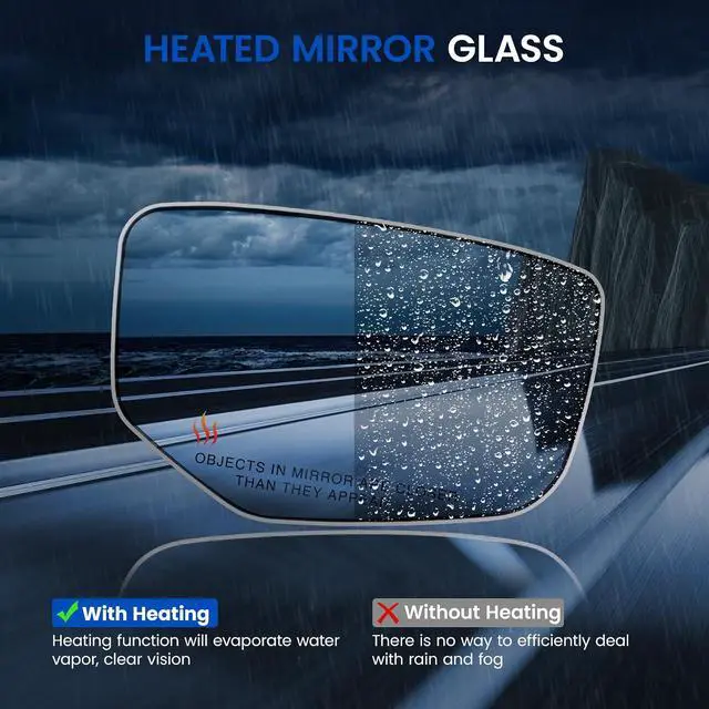 Alt view image 4 of 7 - Passenger Right Side Heated Convex Mirror Glass Compatible With Honda Accord 2008 2009 2010 2011 2012 Passenger Right Exterior Side Rear View Mirror with Backing Plate Replaces 76203TA0A11