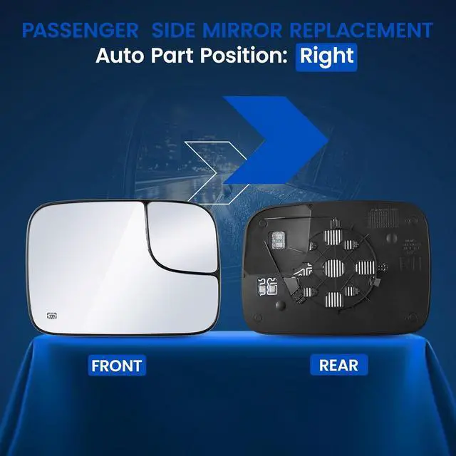 Alt view image 2 of 7 - Passenger Right Side Blind Spot Mirror Glass Compatible With Dodge Ram 1500 2500 3500 2005 2006 2007 2008 Mirrors - Side Rear View Heated Mirror with Rear Holder Replaces 5161010AA CH1325121