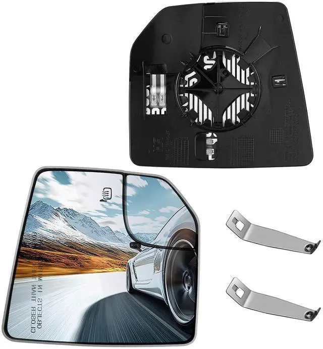Main image of Passenger Right Side Heated Mirror Glass FL3Z17K707A Compatible With Ford F150 Mirrors 2015 2016 2017 2018 2019 2020, Right Side RH Rearview Convex Glass Rear View Mirror with Backing Plate