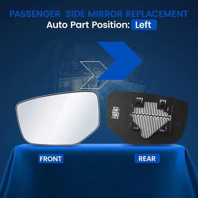 Alt view image 2 of 7 - Driver Left Side Heated Mirror Glass Compatible With Honda Accord Mirrors 2008 2009 2010 2011 2012 Driver Left Exterior Side Rear View Mirror Glass with Backing Plate Replaces 76253TA5A11