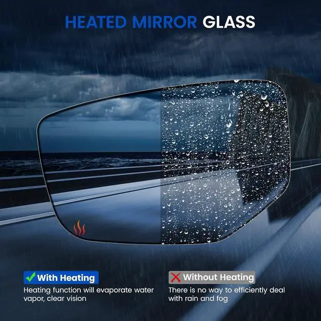 Alt view image 4 of 7 - Driver Left Side Heated Mirror Glass Compatible With Honda Accord Mirrors 2008 2009 2010 2011 2012 Driver Left Exterior Side Rear View Mirror Glass with Backing Plate Replaces 76253TA5A11