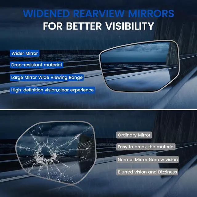 Alt view image 6 of 7 - Driver Left Side Heated Mirror Glass Compatible With Honda Accord Mirrors 2008 2009 2010 2011 2012 Driver Left Exterior Side Rear View Mirror Glass with Backing Plate Replaces 76253TA5A11