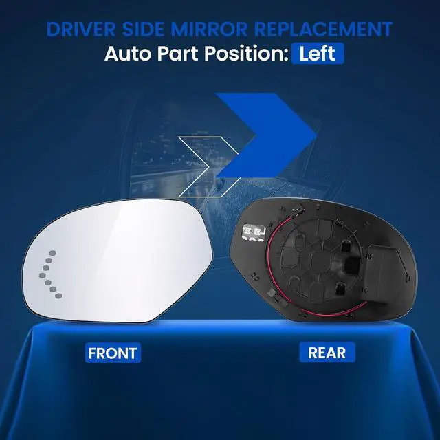 Alt view image 2 of 7 - Driver Left Side Heated Mirror Glass GM1324138 Compatible With Cadillac Escalade Yukon Sierra 1500 Chevy Avalanche Silverado Suburban Tahoe 2007-2014 Rearview Mirror with Signal light