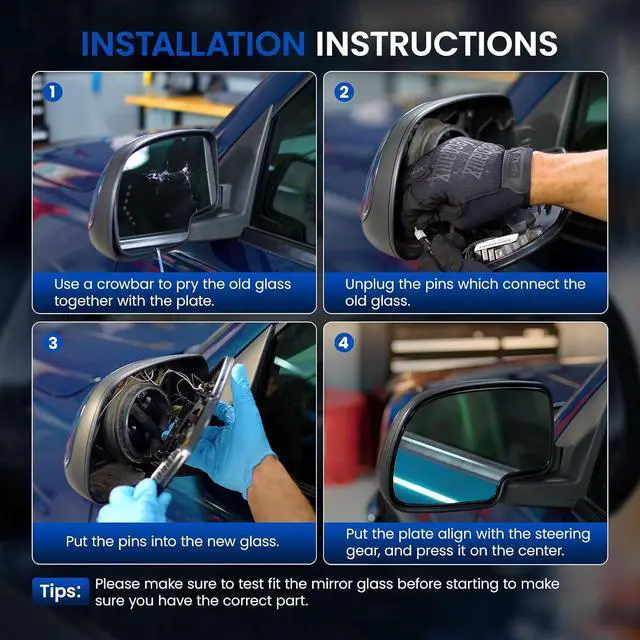 Alt view image 7 of 7 - Driver Left Side Heated Mirror Glass GM1324138 Compatible With Cadillac Escalade Yukon Sierra 1500 Chevy Avalanche Silverado Suburban Tahoe 2007-2014 Rearview Mirror with Signal light