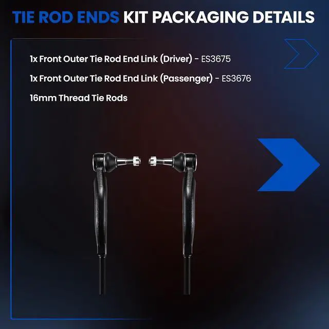Alt view image 4 of 7 - 2-PC Outer tie rod ES3675 ES3676 Compatible with Chevy Trailblazer 2003-2009,Compatible with BUICK RAINIER 2004-2007,Compatible with Chevy SSR 2003-2006