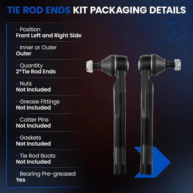 Alt view image 3 of 7 - 2PCS ES800033 ES800034 Front Outer Tie Rod Ends Kit Compatible with Pontiac 2009-2010 G3, 2005-2008 Wave Wave5, Compatible with Chevy 2004-2011 Aveo Aveo5, Fit for Suzuki 2004-2010 Swift+