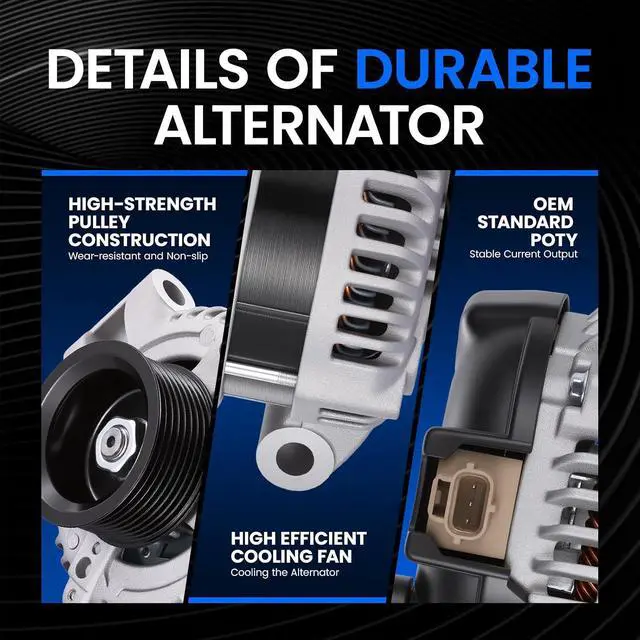Alt view image 4 of 7 - 2008-2010 Alternator for Ford F250 Super Duty 2008-2010 6.4L, 140A | For Ford F-350 F-450 Super Duty 2008-2010, 12V, CW Clockwise Rotation, S8 Pulley, Internal Fan, Internal Regulator