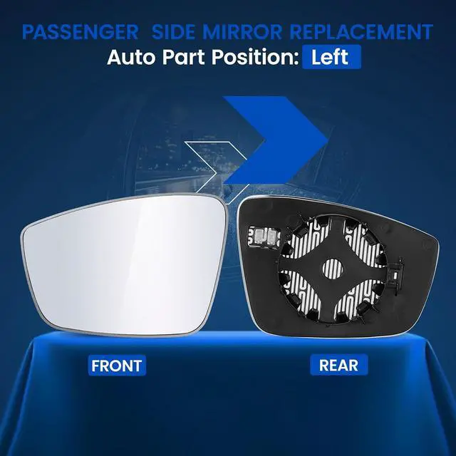 Alt view image 2 of 7 - Driver Left Side Heated Mirror Glass 561857521A 561857522A Compatible With Volkswagen VW Passat 2012-2015, Driver Left Side Rearview Convex Glass Rear View Mirror with Backing Plate