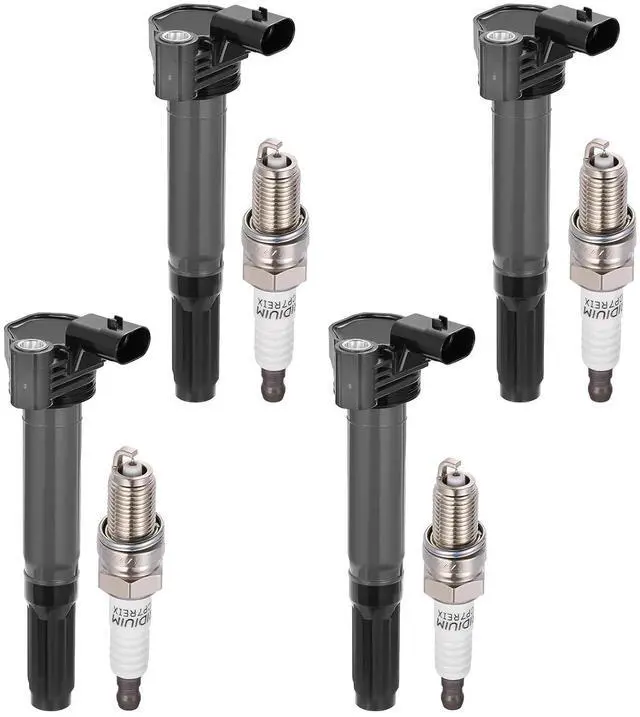 Main image of Ignition Coil UF649 & Spark Plug 5308 Kit For Fiat 500 2012-2017 1.4L L4 Replaces 68070492AB, 68070492AD, 68070492AC (4 Coils & 4 Plugs)