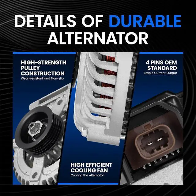 Alt view image 3 of 7 - Alternator Compatible with Chevrolet HHR 2006-2007 Cobalt 2005-2007,Compatible with Pontiac G5 2007, Pursuit 2005-2006, 2.2L 2.4L-12V 130Amp, Replace 11140 104210-4420 1042104420 11110 | For Chevrolet