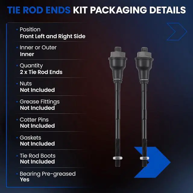 Alt view image 3 of 7 - 2-PC Inner tie rod ES3488 Compatible with Chevy Silverado1500 1999-2006?Compatible with CADILLAC ESCALADE EXT 2002-2006,Compatible with CADILLAC ESCALADE ESV 2003-2006