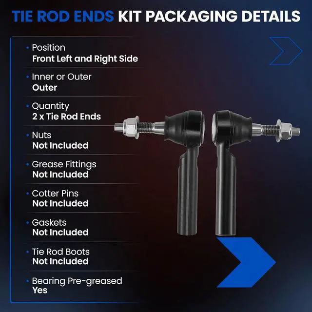 Alt view image 3 of 7 - 2-PC Outer tie rod-ES800286 Compatible with BUICK ENCLAVE 2008-2017,Compatible with CHEVROLET TRAVERSE 2009-2017,Compatible with GMC ACADIA 2007-2016