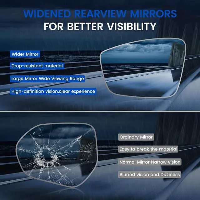 Alt view image 6 of 7 - Driver Left Side Heated Mirror Glass 561857521A 561857522A Compatible With Volkswagen VW Passat 2012-2015, Driver Left Side Rearview Convex Glass Rear View Mirror with Backing Plate