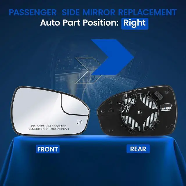 Alt view image 2 of 7 - Passenger Right Side Heated Mirror Glass DS7Z-17K707-B DS7Z17K707B Compatible With Ford Fusion 2013-2020 Passenger Right Side Rear View Mirror Convex Glass with Rear Holder & Backing Plate
