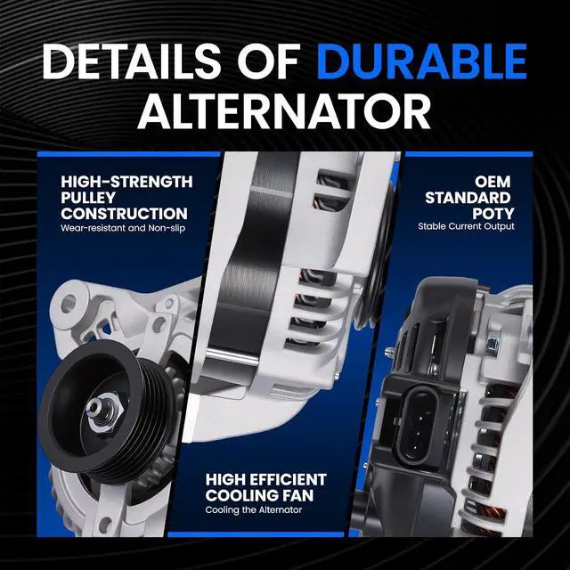 Alt view image 4 of 7 - 13919N Alternator for Cadillac DeVille 2001-2005 4.6L V8, 140A | For Cadillac Seville 2001-2004, For Pontiac Bonneville 2004-2005, 12V, Clockwise Rotation, 6-Groove, Internal Fan/Regulator