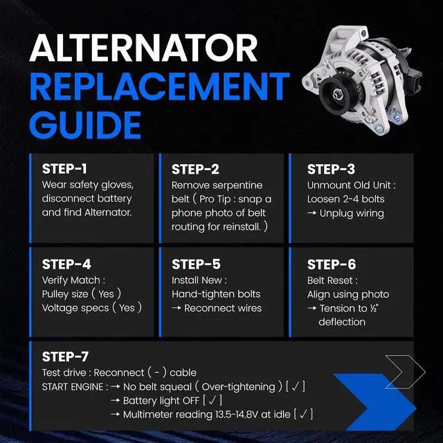 Alt view image 6 of 7 - 13919N Alternator for Cadillac DeVille 2001-2005 4.6L V8, 140A | For Cadillac Seville 2001-2004, For Pontiac Bonneville 2004-2005, 12V, Clockwise Rotation, 6-Groove, Internal Fan/Regulator