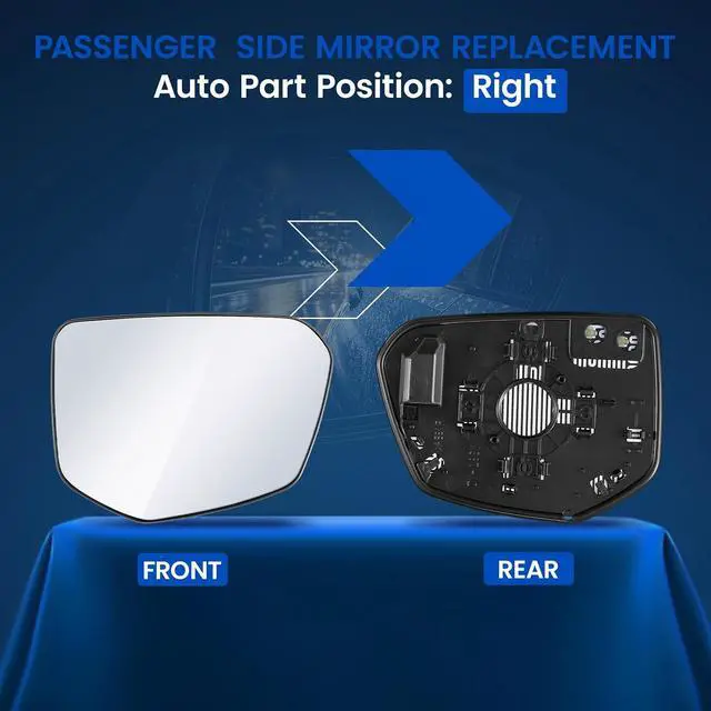 Alt view image 2 of 7 - Passenger Right Side Heated Mirror Glass Compatible With Honda Civic 2016-2021 Passenger Right Side Rear View Mirror Convex Glass with Backing Plate Replaces 76203TBAC01 HO1321283