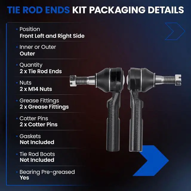 Alt view image 3 of 7 - 2-PC Tie Rod End Compatible with Chevy Silverado1500 HD 2001-2006,2xOuter tie rod ES3609,Compatible with Chevy AVALANCHE 2500 2002-2006