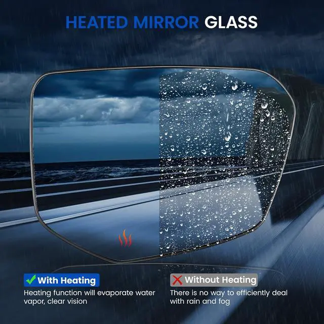 Alt view image 4 of 7 - Passenger Right Side Heated Mirror Glass Compatible With Honda Civic 2016-2021 Passenger Right Side Rear View Mirror Convex Glass with Backing Plate Replaces 76203TBAC01 HO1321283