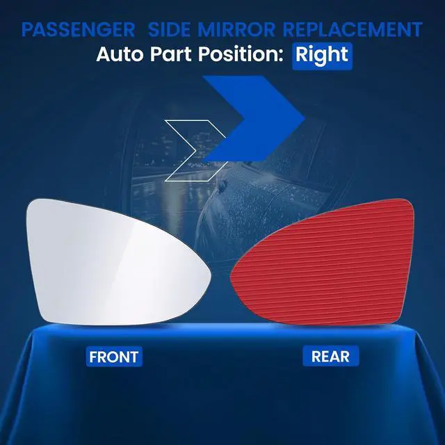 Alt view image 2 of 7 - Passenger Right Side Mirror Glass Compatible With Volkswagen VW 2015-2021 Golf Golf GTI 2019-2021 Jetta 2017-2019 Golf Alltrack 2015-2019 Golf R Golf SportWagen Right Side Mirror Convex Glass